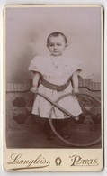 CDV Photo Originale XIXéme Enfant Madeleine Laroche Cerceau Jouet  Par Langlois Paris Cdv 2670 - Anciennes (Av. 1900)