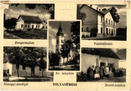 ** T2/T3 Tolnanémedi, Hengermalom, Vasútállomás, Evangélikus Templom, Somogyi Vendéglő, étterem, Benkő József üzlete és  - Unclassified