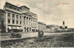T4 1913 Arad, József Főherceg út, Arad-Csanádi Gazdasági Takarékpénztár, üzletek; Automobilos Montázs / Street View, Sav - Unclassified