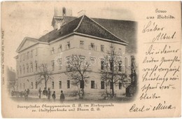 T2/T3 1903 Beszterce, Bistritz, Bistrita; Evangélikus Felsőgimnázium, Háttérben Az Evangélikus Templom és Torony / Gramm - Unclassified