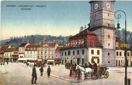 * T2 Brassó, Kronstadt, Brasov; Városháza, Lovaskocsik / Town Hall, Horse Carts - Non Classés