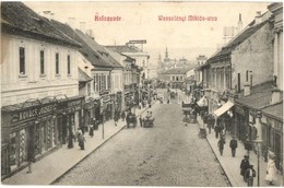 T2/T3 1908 Kolozsvár, Cluj; Wesselényi Miklós Utca, Kovács József, Ifj. Buzetzko Domokos, Baumzweig H. üzlete, Pannonia  - Unclassified