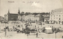 T2/T3 1915 Kolozsvár, Cluj; Piac, Piaci árusok, Weisz Lázár, Kohn Izsák üzlete. Kiadja A Ludasy Tőzsde / Market Square,  - Unclassified