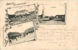 T2/T3 1900 Érsekújvár, Nové Zámky; Szálloda, Kossuth Tér, Városháza Télen. Kiadja Mayer Fényképész / Hotel, Square, Town - Unclassified