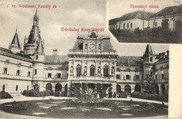 T2 1914 Komját, Komjatice; Báró Wodianer Kastély, Turcsányi Utca, üzlet / Castle, Shop, Street - Unclassified