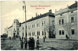 T2 1910 Beregszász, Berehove; Rákóczi Tér. W. L. Bp. 6059. / Street View, Square - Zonder Classificatie