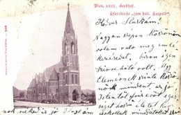 T2/T3 1900 Vienna, Wien XVIII. Gersthof, Pfarrkirche Zum Heil. Leopold / Church. Fr. Schöler 340. (EK) - Zonder Classificatie