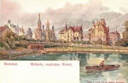 ** T1 Karlovy Vary, Karlsbad; Westende, Englisches Viertel / English Quarter. Ed. Strache Litho S: Erwin Pendl - Unclassified