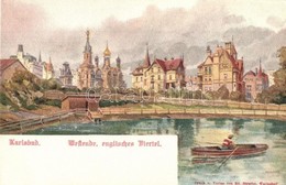 ** T1 Karlovy Vary, Karlsbad; Westende, Englisches Viertel / English Quarter. Ed. Strache Litho S: Erwin Pendl - Non Classés