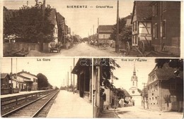 * T2/T3 Sierentz, Grand Rue, La Gare, Vue Sur L'Église / Main Street, Railway Station, Church - Zonder Classificatie