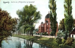 ** T2/T3 Opole, Oppeln; Partie Am Mühlgraben Mit Synagoge / Riverside With Synagogue - Ohne Zuordnung