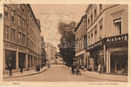 T2/T3 1926 Hamm, Luisenstrasse Und Postamt, Gebrüder Alsberg, Heinrich Herlitz, Lederhandlung / Street View With Shops A - Ohne Zuordnung