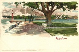 ** T1/T2 Geneva, Geneve; Lake, Port, Steamship, E. Nister Litho, S: F: Voellmy - Non Classificati