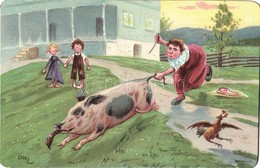 * T2 Family With Pig. Humour. Litho S: Eneret J. F. - Sin Clasificación