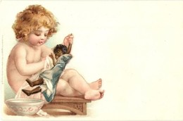 ** T2/T3 Small Child With Black Puppet. Wezel & Naumann Litho - Zonder Classificatie