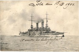 T2/T3 1908 SMS Habsburg Az Osztrák-Magyar Haditengerészet Habsburg-osztályú Pre-dreadnought Csatahajója. Phot. Alois Bee - Non Classés