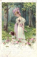 T2/T3 1903 Lady With Dog. Serie 5. In Der Laube 5. Litho S: R. Kratki  (EK) - Non Classés