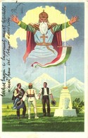 T2/T3 Szent István Országa, Nagyság és Béke. Az Ereklyés Országzászló Nagybizottság Kiadása / Hungarian Irredenta Art Po - Non Classés