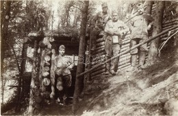 * T1/T2 1917 Szebenjuharos, Megfigyelő állvány Katonákkal / Aufklärerstand HBt. 5/72 Am Paltinis / K.u.K. Military Photo - Unclassified