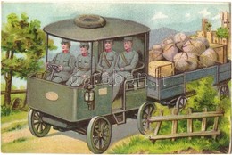 ** T2/T3 Military Art Postcard, Soldiers In A Truck (EK) - Unclassified