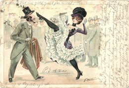 T3 Lady Dancing Can-can Witg Gentleman. Litho S: G. Mouton (tear) - Unclassified