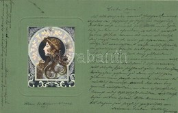 * T2 Art Nouveau Lady Art Postcard. Emb. Litho - Zonder Classificatie