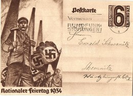 T2 1934 Nationaler Feiertag / NSDAP German Nazi Party Working Class Propaganda, Swastika + 6 Ga. - Unclassified