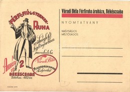 ** T2 Várdai Béla Férfiruha áruháza Békéscsabán / Hungarian Men Clothing Shop Advertisement From Békéscsaba - Unclassified