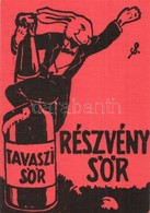 ** T1 Tavaszi Sör, Részvénysör Húsvéti üdvözlő Reklámlap / Rabbit, Beer Advertisement Art Postcard - Unclassified