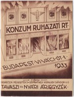 1933 Konzum Ruházati Rt. Reklámlapja, 14 Oldalas Reklámfüzetecske. Budapest Váci út 1. / Hungarian Clothing Shop's Adver - Zonder Classificatie