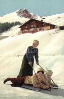 ** T2 Winter Sport, Sledding With Woman Controlling The Direction - Unclassified