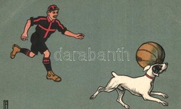 T2 1911 Football Player With Dog. Série 105. Clément, Tournier & Cie. Geneve Litho, Artist Signed - Non Classés