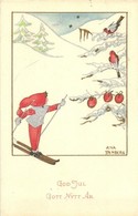 T2 God Jul Gott Nytt Ar / Christmas And New Year Greeting Card, Skiing, Winter Sport S: Aina Stenberg - Zonder Classificatie