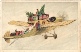 T2/T3 Mikulás Repülőgépen Ajándékokkal / Saint Nicholas In Aircraft With Presents. Litho (EK) - Sin Clasificación