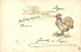 * T2/T3 1902 Boldog újévet! / New Year Greeting Art Postcard With Rooster. Emb. (EK) - Unclassified