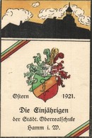 ** T2 1921 Hamm, Ostern, Die Einjährigen Der Städt. Oberrealschule / Coat Of Arms Of The School. Judaica - Unclassified