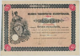 Budapest 1926. 'Belvárosi Takarékpénztár Részvénytársaság' öt Részvénye Egyben 250P-ről (2x), Sorszámkövetők, Szárazpecs - Zonder Classificatie