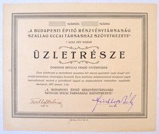 Budapest 1927. 'A Budapesti Építő Részvénytársaság Szallag Uccai Társasház Szövetkezete' Hét Darab üzletrésze Egyben, ös - Unclassified