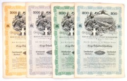 Ausztria / Bécs 1908. 4%-os Jelzálogkötvény 200, 500, 1000 és 2000 K-ról, Szelvényekkel (4xklf) T:III
Austria / Vienna 1 - Unclassified