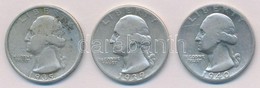 Amerikai Egyesült Államok 1935-1940. 1/4$ Ag 'Washington' (3xklf) T:2-,3
USA 1935-1940. 1/4 Dollar Ag 'Washington' (3xdi - Ohne Zuordnung