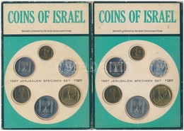 Izrael 1967. 1a-1L (6xklf) Forgalmi Sor Kissé Sérült Karton Dísztokban Tokban (2x) T:1,1- 
Israel 1967. 1 Agora - 1 Lira - Ohne Zuordnung