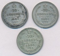 Orosz Birodalom 1903-1905. 10k Ag (3xklf) T:2,2-
Russian Empire 1903-1905. 10 Kopeks Ag (3xdiff) C:XF,VF - Unclassified