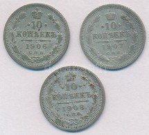 Orosz Birodalom 1906-1908. 10k Ag (3xklf) T:2,2-
Russian Empire 1906-1908. 10 Kopeks Ag (3xdiff) C:XF,VF - Unclassified