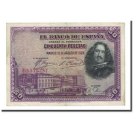 Billet, Espagne, 50 Pesetas, 1928-08-15, KM:75b, TB - 50 Peseten