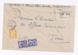 ENVELOPPE RECOMMANDEE DE SOUK EL KHEMIS POUR TUNIS DU 28/09/1936 - Cartas & Documentos
