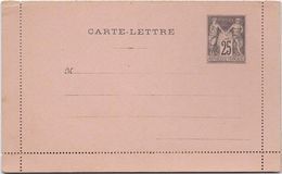 France Entiers Postaux - 25c Noir Sur Rose - Type Sage - Carte-lettre  - Neuf - Cartes-lettres