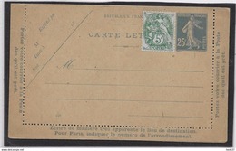 France Entiers Postaux - 25 C Bleu Semeuse Camée - Carte-lettre - Neuf - TB - Kartenbriefe