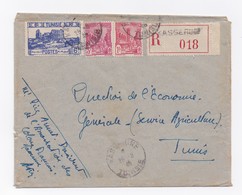 ENVELOPPE RECOMMANDEE DE KASSERINE POUR TUNIS DU 26/03/1943 - Cartas & Documentos