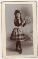 Photo Originale XIXéme Jeune Fille Nommée Madeleine Laroche Beaux Habits Tambourin - Oud (voor 1900)