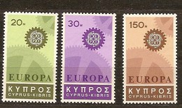 Chypre Cyprus Cept 1967 Yvertn°  284-286 *** MNH   Cote 9 Euro - 1967